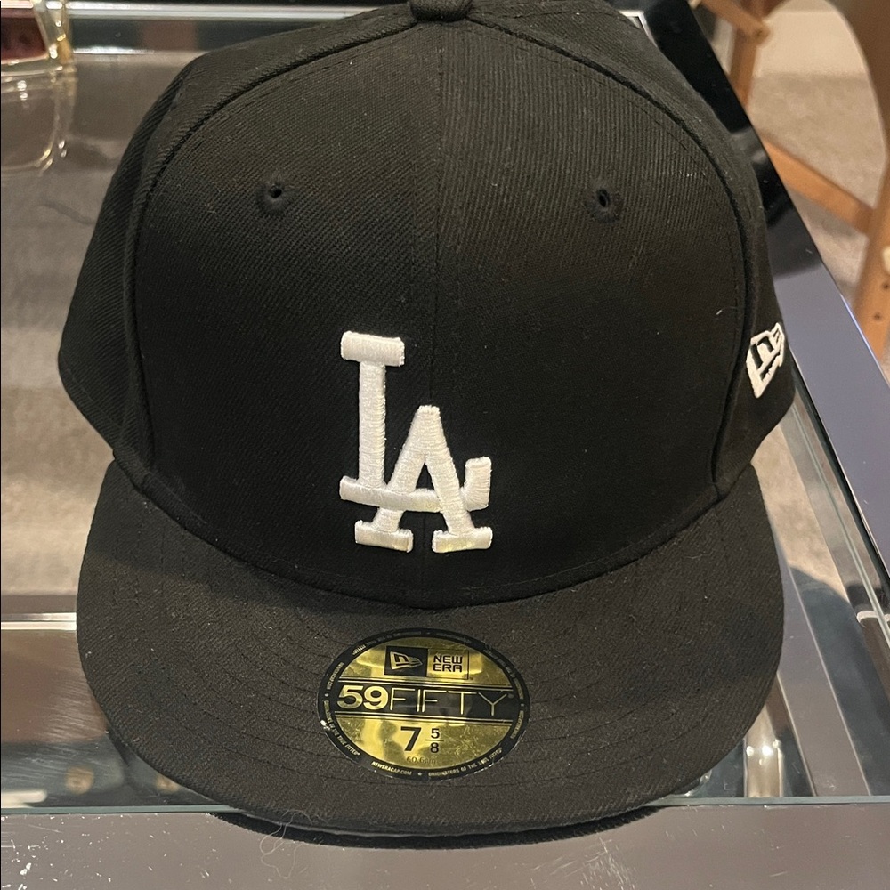 New Era Black Cap with White LA Logo